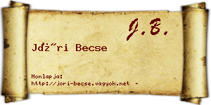 Jóri Becse névjegykártya